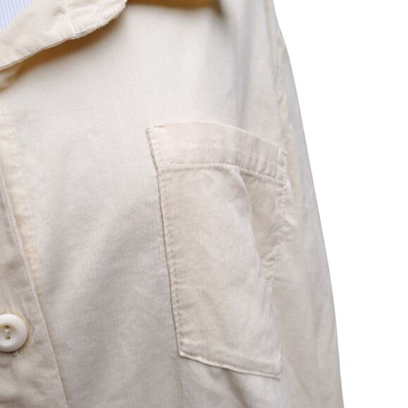 FLAX Jeanne Engelhart Pale Light Yellow Corduroy Button Down Long Tunic Top Sz M - Picture 5 of 15